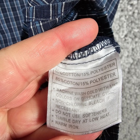 Ariat Pro Series Shirt Mens Medium Blue Plaid Button Up Long Sleeve Vented - Picture 6 of 11